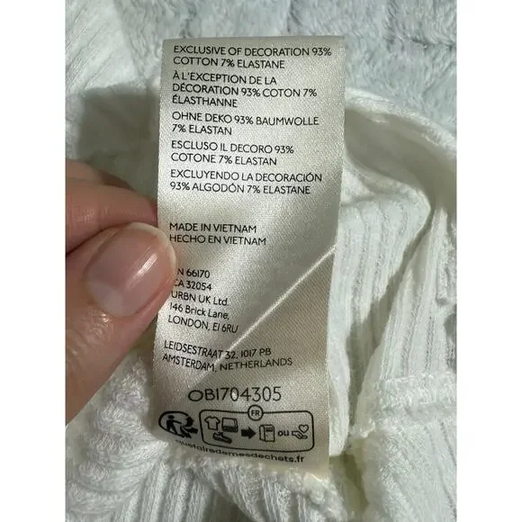 We The Free Free People White Ribbed Sculpted Tank Top L Stretch Fitted Corset - Picture 4 of 7